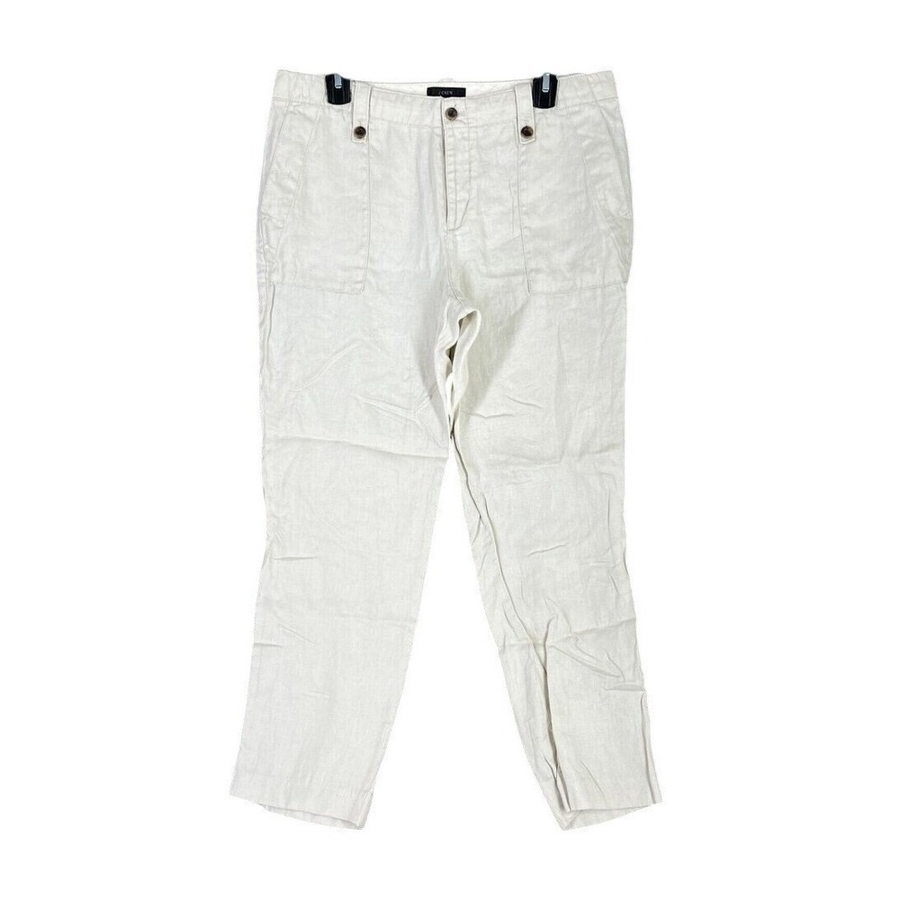 J Crew Linen Straight Leg Pants Women 10 Casual‎ Summer Lightweight Tailored